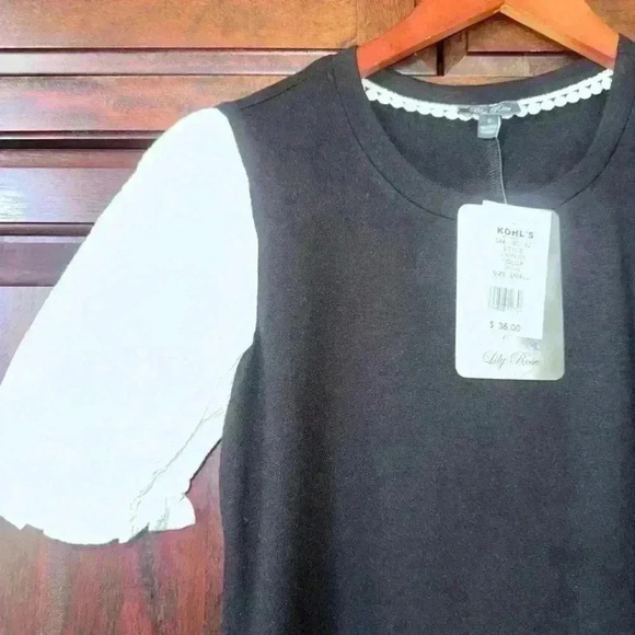 Lily Rose Dress Woman’s Dress size Small Black with White puffy sleeves - Picture 2 of 8